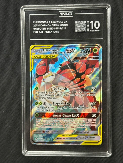 Pheromosa & Buzzwole GX  Pokemon Unbroken Bonds Ultra TAG 10 G9392485 #192