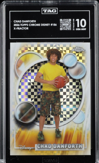 Chad Danforth 2026 Topps Chrome Disney Xfractor TAG 10 Z7026198 PSA #186