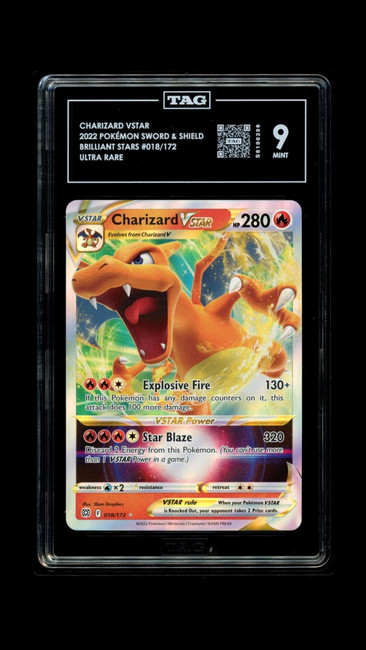 CHARIZARD VSTAR 018/172 2022 Brilliant Stars Ultra Rare TAG 9 Mint S8100206