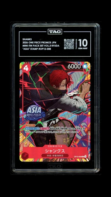 Shanks OP12-008 One Piece 26 Ryuda "Asia" Stamp JPN TAG 10 Gem T4035904