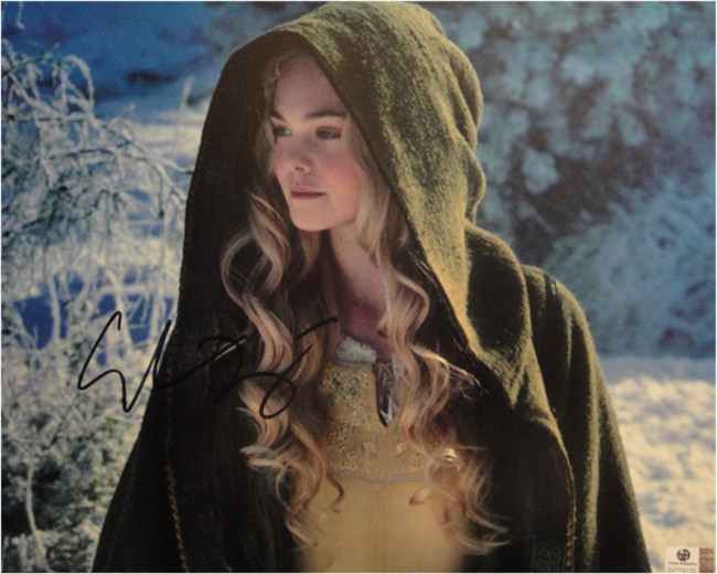 Elle Fanning Signed Autographed 11X14 Photo Maleficent in Hood GA776132