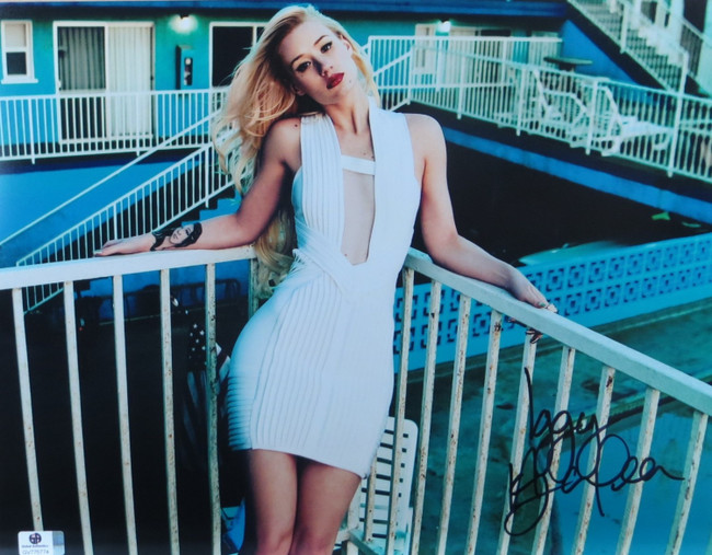 Iggy Azalea Signed Autographed 11X14 Photo Sexy White Dress Balcony JSA U16741