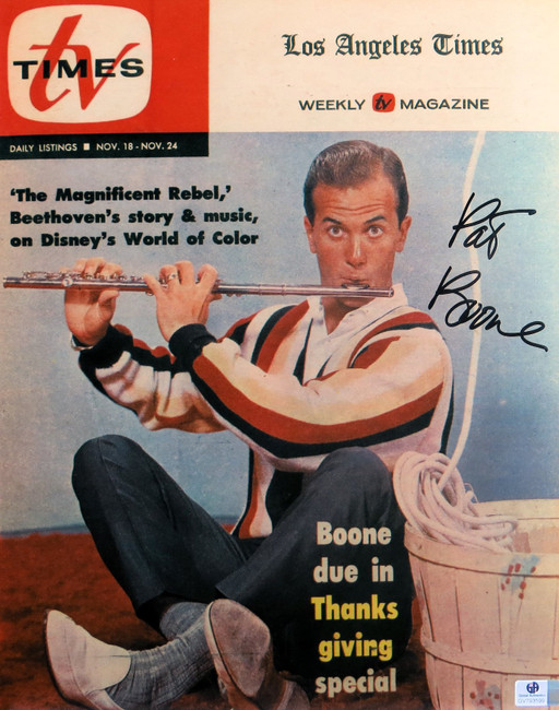 Pat Boone Signed Autographed 11X14 Photo TV Times Playing Flute GV793599