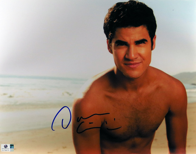 Darren Criss Signed Autographed 11X14 Photo Glee Shirtless on Beach GV796679