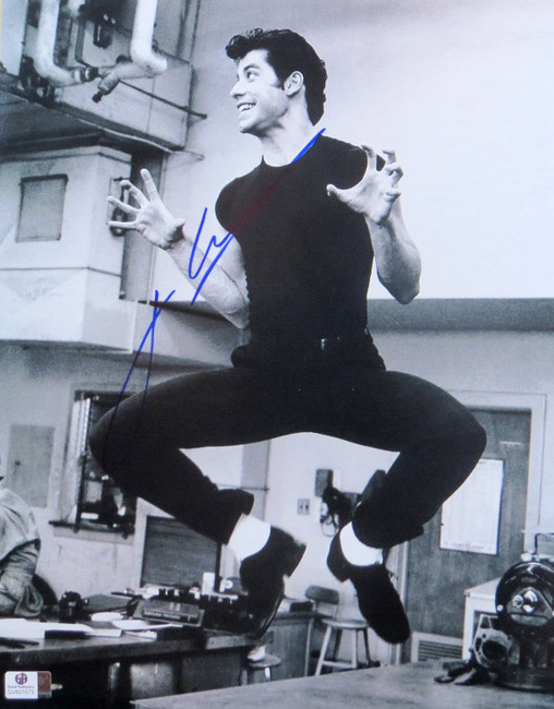 John Travolta  Signed Autographed 11X14 Photo Grease Vintage B/W Singing 801573