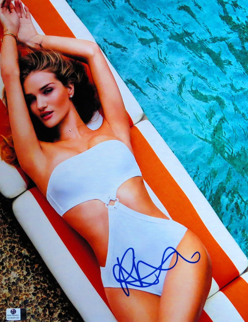 Rosie Huntington-Whiteley Autographed 11X14 Photo Sexy White Swimsuit GV806150