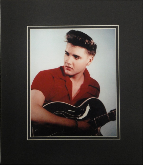 Elvis Presley Unsigned 8x10 Photo Matted to fit 11x14 Holding Guitar