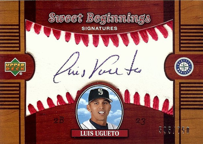 Luis Agueto 2002 UD Sweet Spot Beginnings RC Autograph Mariners #135 595/750