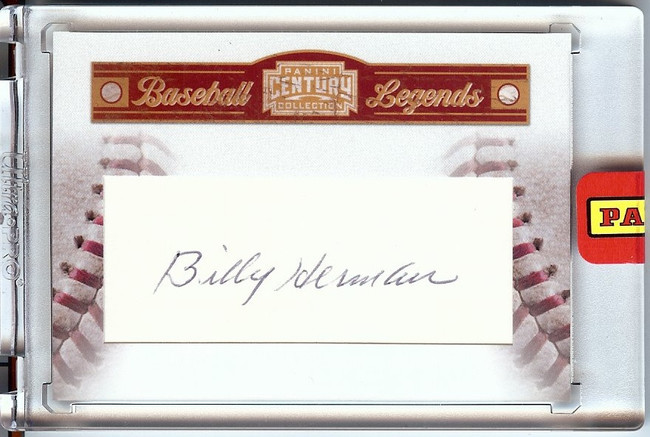 Billy Herman 2010 Panini Century Baseball Legends Cut Autograph Sealed #36 33/50