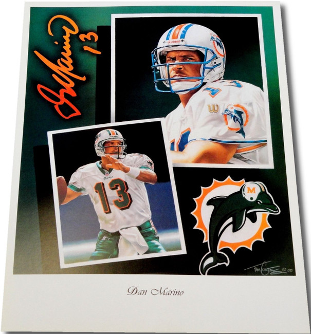 Dan Marino UNSIGNED 18"x24" Print Miami Dolphins #13 Dual Action Pose