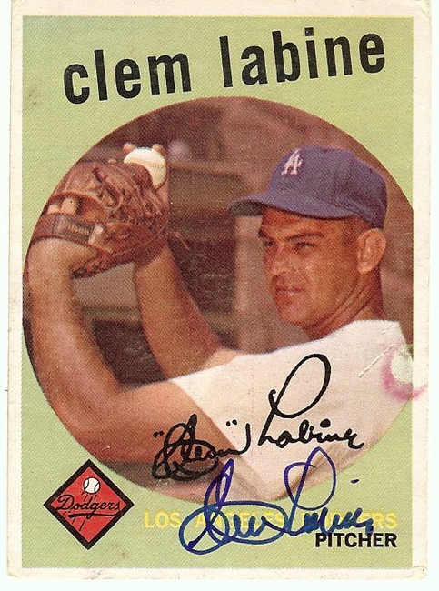 Clem Labine Signed Autographed Baseball Card 1959 Topps LA Dodgers #403 COA