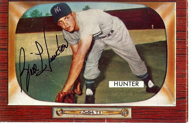 Bill Hunter Signed Autographed Baseball Card 1955 Bowman Yankees #69 COA