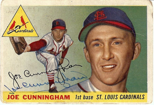Joe Cunningham Signed Autographed Baseball Card 1955 Topps Cardinals #37 COA
