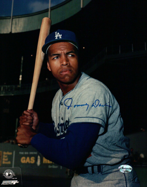 Tommy Davis Signed 8X10 Dark Photo Autograph Los Angeles Dodgers w/Bat Auto COA