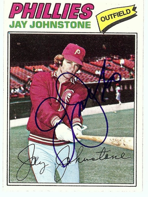 Jay Johnstone Signed Autographed Baseball Card 1977 Topps Phillies COA