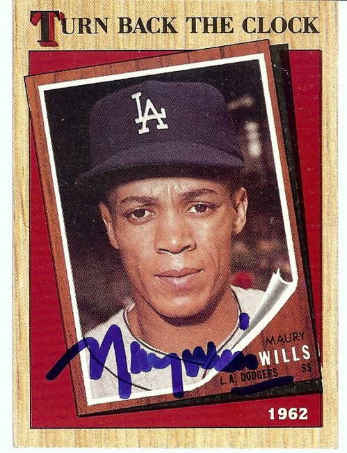 Maury Wills Signed Autographed Baseball Card 1986 Topps Turn Back Clock COA