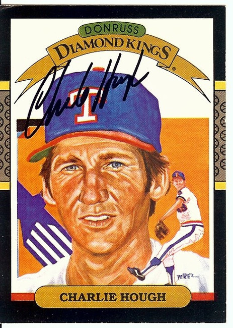 Charlie Hough Signed Autographed Baseball Card 1986 Donruss DK Rangers GX19567