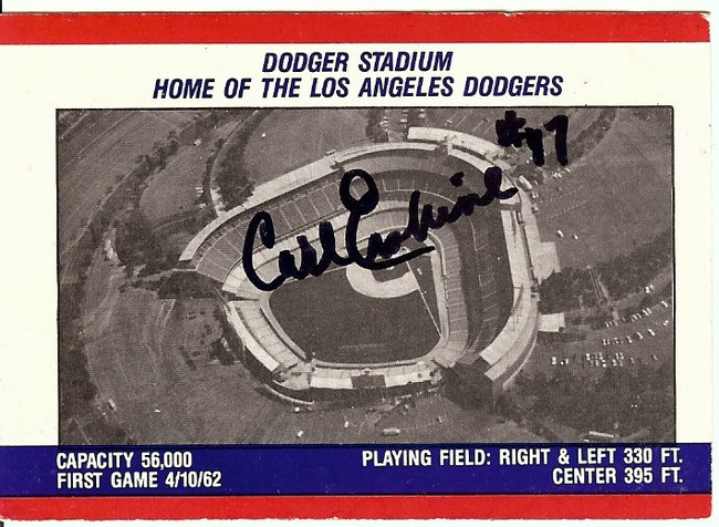 Carl Erskine Signed Autographed Baseball Card 1988 Fleer Dodger Sticker GX19525