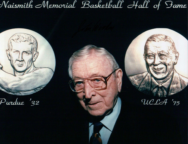 John Wooden Signed 8X10 Autograph Photo Black Ink Naismith Hall of Fame w/COA