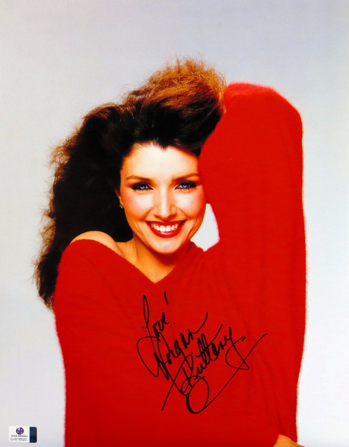 Morgan Brittany Signed Autographed 11X14 Photo Dallas Vintage Red Sweater 816520