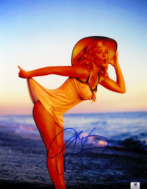 Jenny McCarthy Signed Autographed 11X14 Photo Sexy on Beach w/Hat GV816401