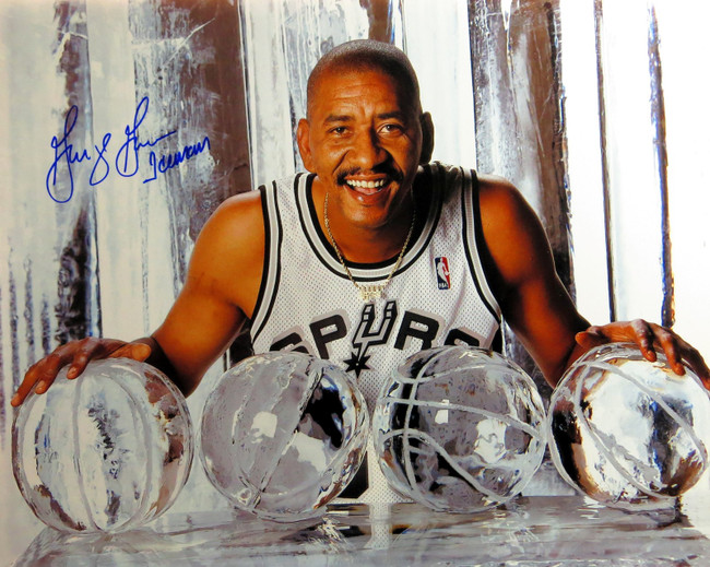 George Gervin Signed Autographed 16X20 Photo "Iceman" Ice Balls Blue Spurs COA