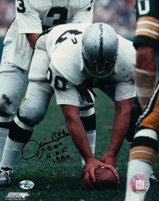 Jim Otto Signed 8X10 Photo Autograph "00 HOF 1980" Raiders Snap Black Auto w/COA