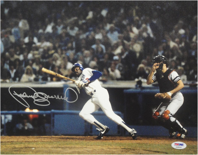 Pedro Guerrero Signed Autographed 11x14 Los Angeles Dodgers Homer Run Swing PSA