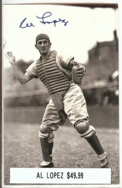 Al Lopez Signed Vintage Postcard Auto Autograph Indians Throwing