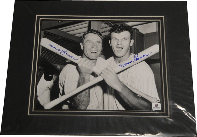 Moose Skowron & Hank Bauer Signed Autographed matted 8x10 Photo NY Yankees GA