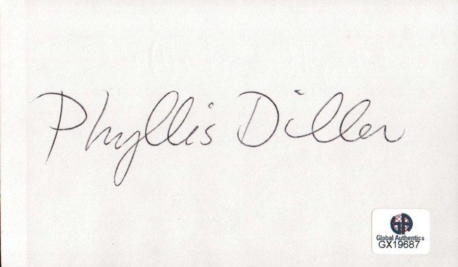 Phyllis Diller Signed Autographed Index Card Legendary Comedy Star GX19687