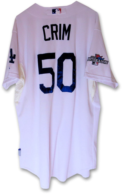 Chuck Crim Team Issue Jersey Dodgers Home White 2013 Play-off #50 MLB EK645297