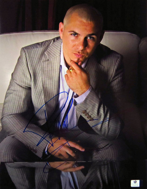 Pitbull Signed Autographed 11X14 Photo Sexy Sharp Gray Pinstripe Suit GV848298