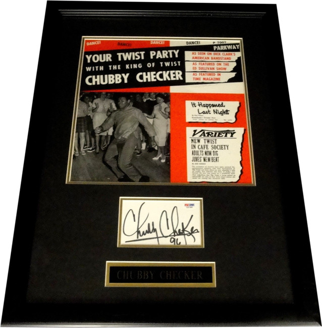 Chubby Checker Autograph Signed Cut Custom Framed With Record Cover PSA C21342