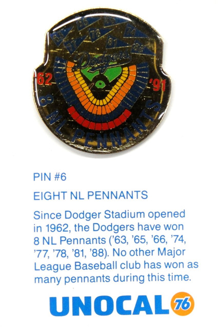 1 Pin- 8 National League Pennants Since Opened Los Angeles Dodgers Unocal 76 Pin