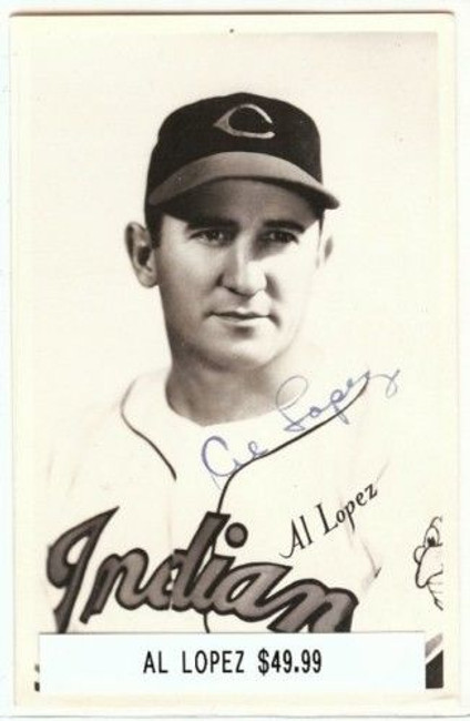 Al Lopez Signed Vintage Postcard Auto Autograph Indians Portrait