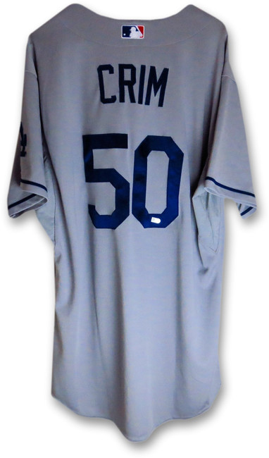 Chuck Crim Team Issued Jersey Dodgers 2014 Road Gray #50 MLB HZ515224