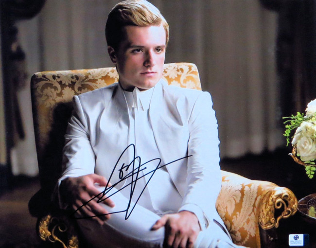 Josh Hutcherson Signed Autographed 11X14 Photo White Outfit in Chair GV852532