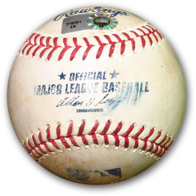 Zack Greinke Game Used Baseball 6/6/2013 Dodgers Pitch to Uggla Braves EK316091