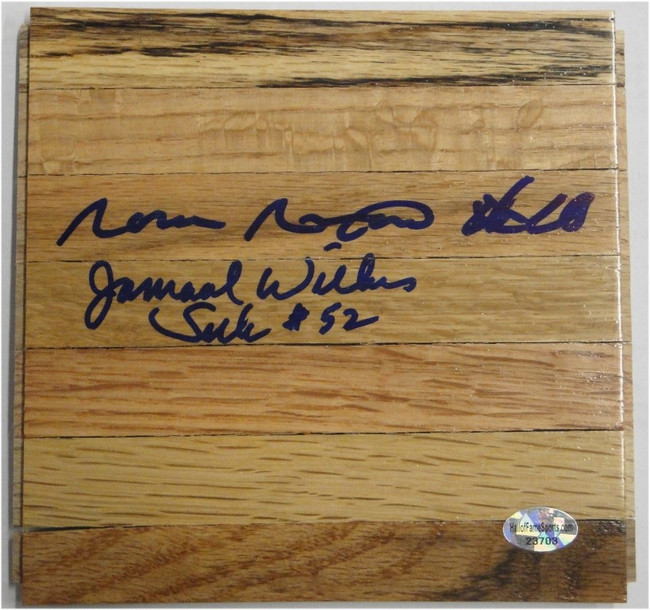 Jamaal Wilkes Norm Nixon Hand Signed Piece of Wood Floorboard LA Lakers Floor