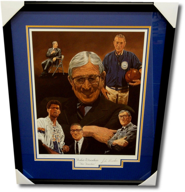 John Wooden Custom Framed 22"x28" Photograph "The Teacher" UCLA Bruins HOF COA