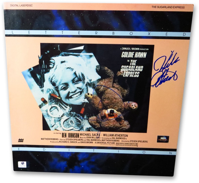 Goldie Hawn William Atherton Signed Laserdisc Cover Sugarland Express JSA U07933