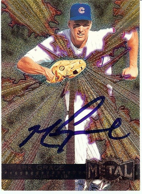 Mark Grace Signed Autographed Baseball Card 1996 Fleer Metal #141 Cubs GX19701