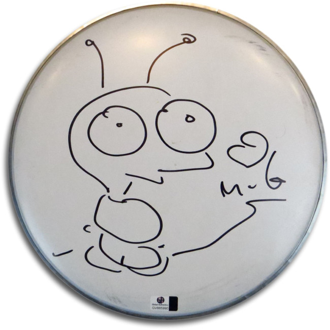 Moby Signed Autographed 10" White Drumhead Cute Cartoon Sketch GV865990