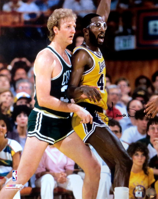 James Worthy Signed Autographed 16X20 Photo Lakers vs. Larry Bird GA COA