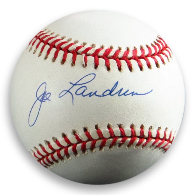 Joe Landrum Signed Autographed Official NL Baseball Brooklyn Dodgers Blue COA
