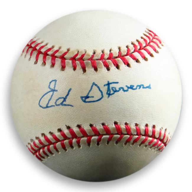 Ed Stevens Signed Autographed Official NL Baseball Brooklyn Dodgers COA