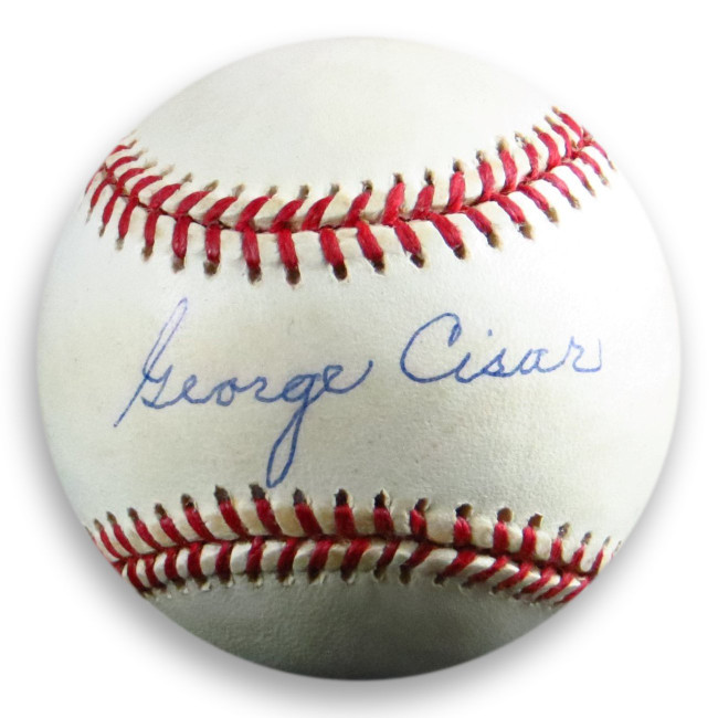George Cisar Signed Autographed Official NL Baseball Brooklyn Dodgers COA