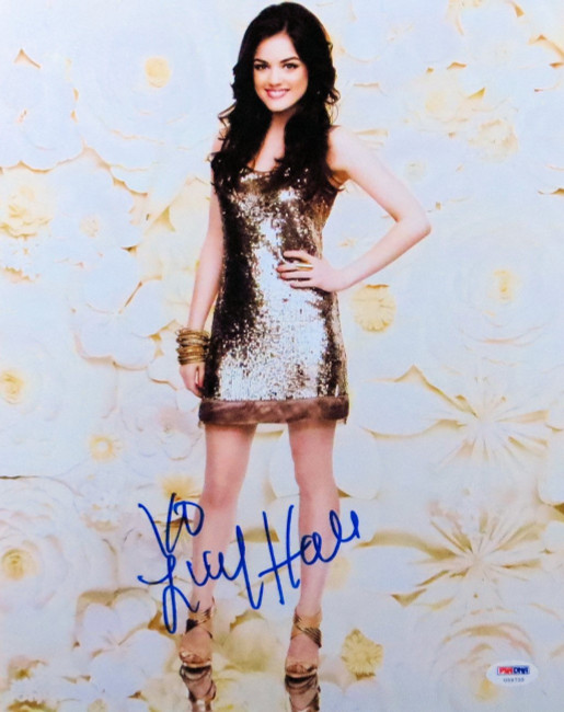 Lucy Hale Signed Autographed 11X14 Photo Gorgeous Sexy in Silver PSA U59735