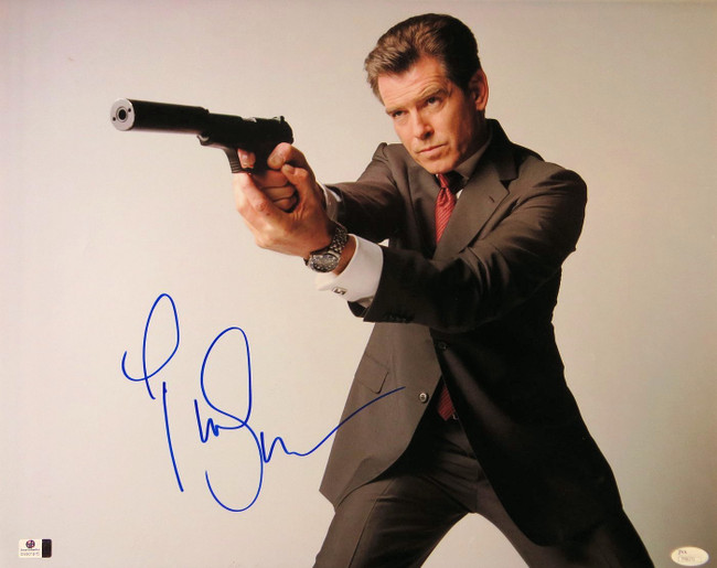 Pierce Brosnan Signed Autographed 16X20 Photo James Bond Aiming Gun JSA T48272